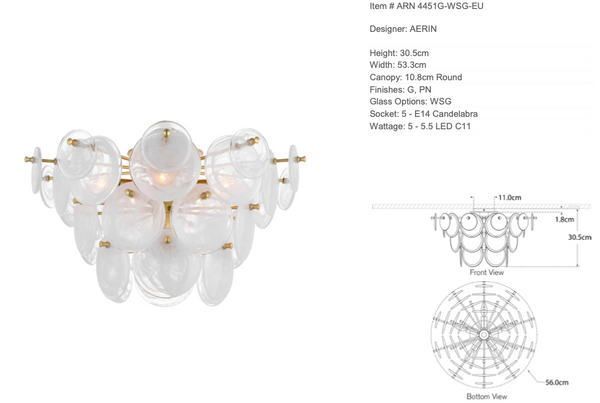 Aerin Loire Large Plafond Visual Comfort brand