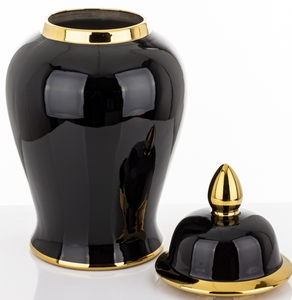 Vase L black and gold