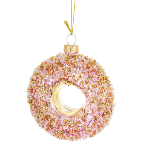 Christmas ornament - a colorful glass donut with a hole