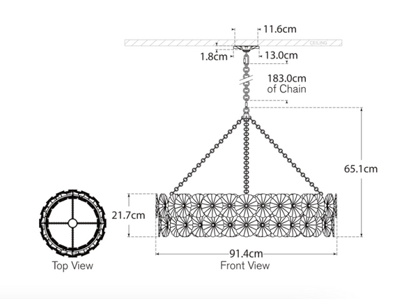 Caselli 36" chandelier designed by Julie Neill