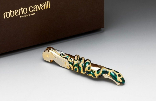 Roberto Cavalli Home Snake Green wine corkscrew