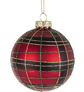 Christmas decoration - black and red checkered bauble