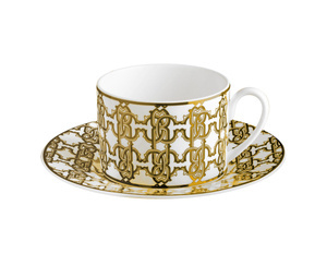 Zestaw sześciu filiżanek do herbaty Roberto Cavalli, z kolekcji Monogram Gold