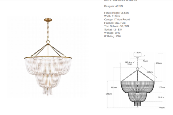 Jacqueline chandelier by Aerin design by Visual Comfort