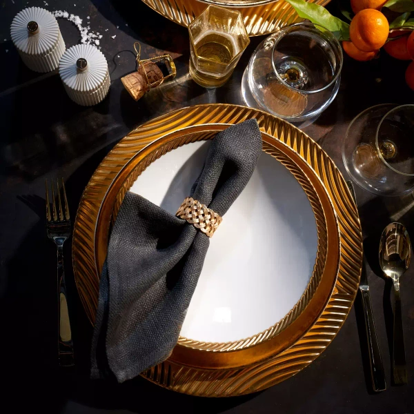 L'Objet Braid napkin ring set