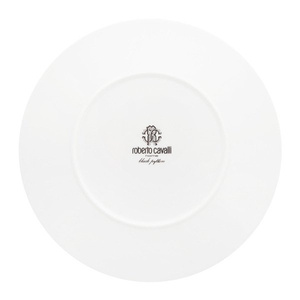 Set of six Roberto Cavalli Home dessert plates, from the Python (Black) collection