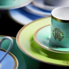 Set of six dessert plates by Roberto Cavalli Home, from the Lizzard (Sunrise) collection