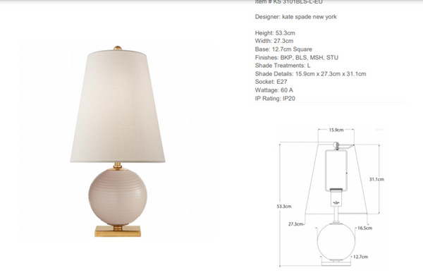 Lampa stołowa Kate Spade New York Corbin Mini