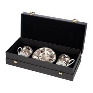 Set of six Roberto Cavalli Home coffee cups, from the Tropical Jungle (Black) collection