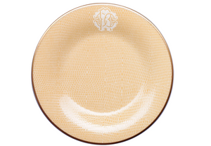 Set of six dessert plates by Roberto Cavalli Home, from the Lizzard (Gold) collection