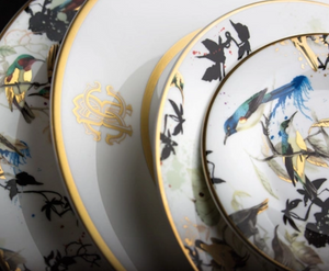 Set of six Roberto Cavalli Home bread or butter plates from the Garden's Birds collection