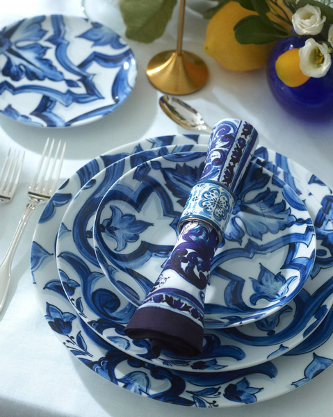 Zestaw dwóch porcelanowych talerzy do zupy Dolce&Gabbana, Blu Mediterraneo