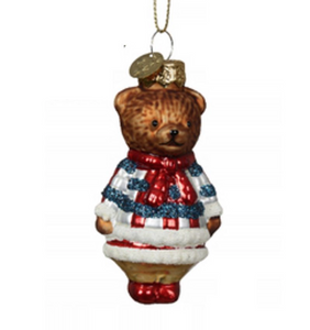 Christmas ornament - Mrs. Bear with a red scarf