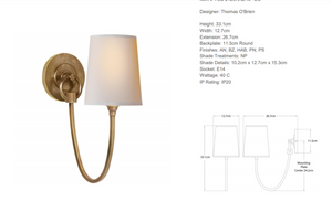 Reed Single wall lamp by Thomas O'Brien 