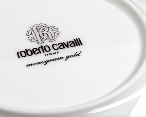 Set of six Roberto Cavalli tea cups from the Monogram Gold collection 