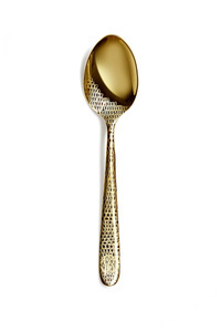 Set of six Roberto Cavalli Home soup spoons, from the Lizzard (Gold) collection