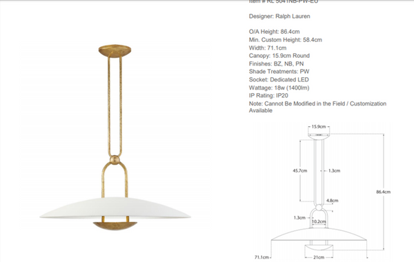 Ralph Lauren Home Cara Medium Pendant Lamp