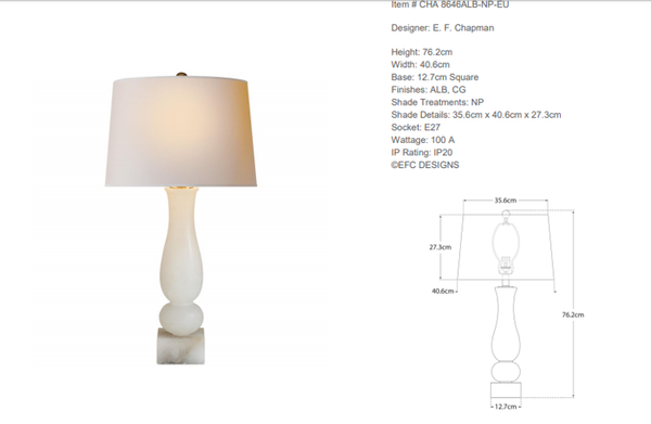 Table Lamp E.F Chapman Contemporary