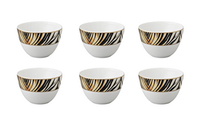Set of six Roberto Cavalli Home rice bowls from the Ray of Gold collection