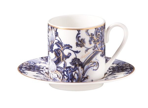 Filiżanka ze spodkiem do kawy Roberto Cavalli Home, z kolekcji Azulejos