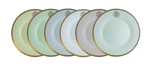 Set of six Roberto Cavalli Home bread plates, from the Lizzard (Sunrise) collection