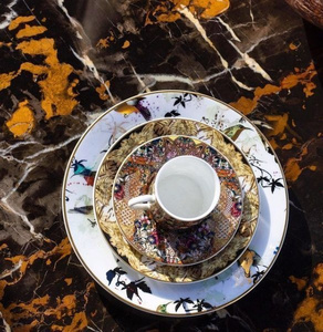 Set of six Roberto Cavalli Home soup bowls from the Garden's Birds collection