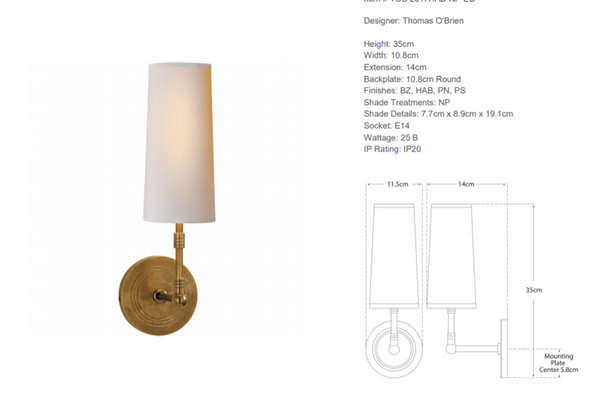 Thomas O'Brien Ziyi wall lamp