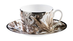 Set of two Roberto Cavalli Home tea cups, from the Tropical Jungle (Black) collection