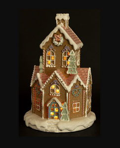 Christmas LED small gingerbread house with a square base
