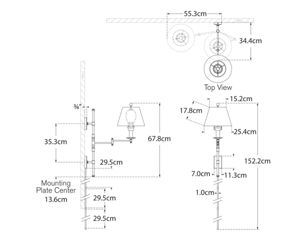 Kinkiet Dorchester Double Swing Arm projektu Chapman & Myers marki Visual Comfort