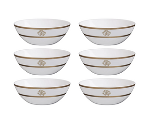 Set of six Roberto Cavalli Home soup bowls from the Silk Gold collection