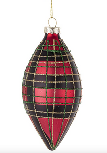 Christmas Ornament - A heart-shaped bauble with a black and red check pattern