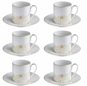 Set of six Roberto Cavalli Home coffee cups from the Blooming Roses collection