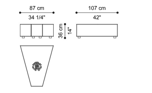 Roberto Cavalli Home Smoking trapezoidal table
