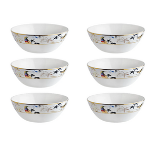 Set of six Roberto Cavalli Home soup bowls from the Garden's Birds collection