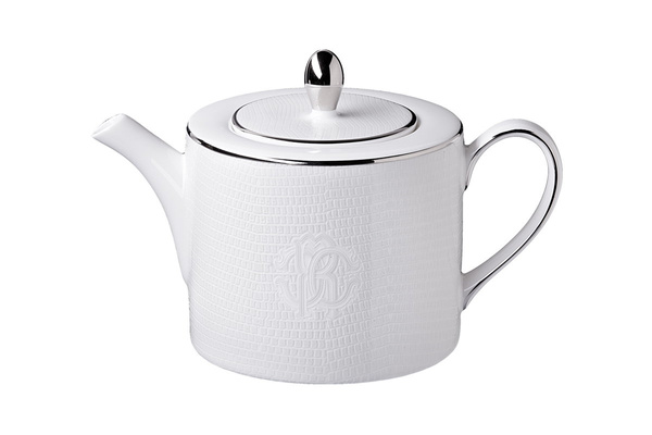 Imbryk do herbaty Roberto Cavalli Home, z kolekcji Lizzard (Platin)