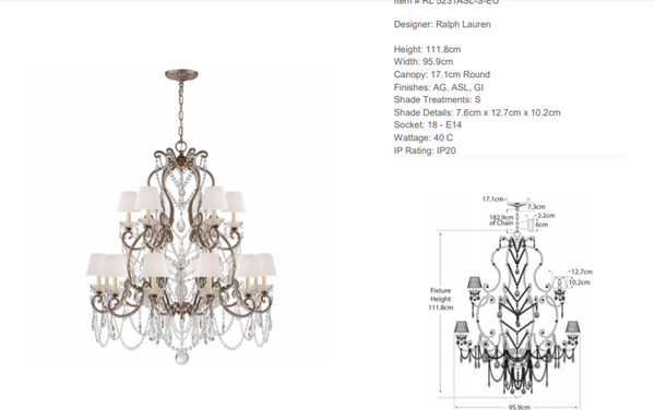 Żyrandol Ralph Lauren Home Adrianna Medium