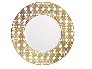 Zestaw sześciu talerzy obiadowych Roberto Cavalli Home, z kolekcji Monogram Gold