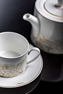 Set of six Roberto Cavalli Home coffee cups from the Blooming Roses collection