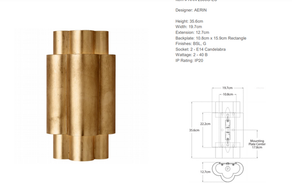 Aerin Arabelle wall lamp by Visual Comfort