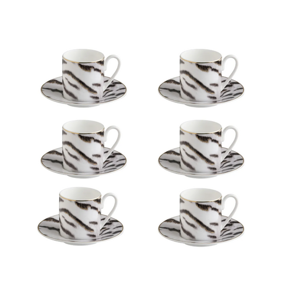 Set of six Roberto Cavalli Home coffee cups from the Tiger collection