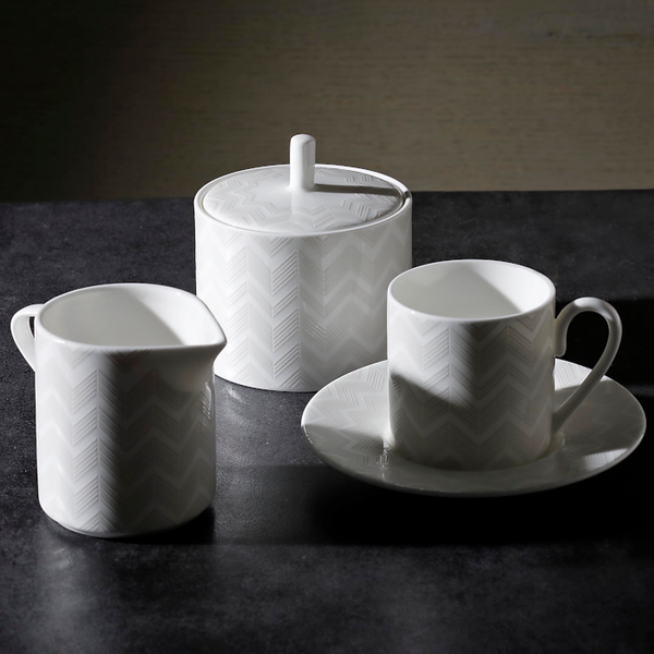 Missoni dessert plate from the Zig Zag White collection