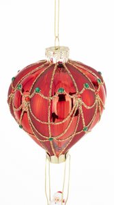 Christmas ornament – Santa Claus in a red balloon with a glitter basket