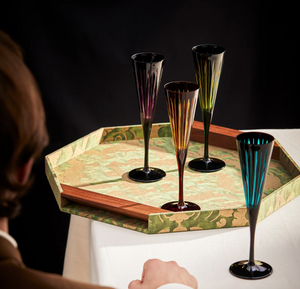 Set of four L'Objet Champagne glasses from the Prism collection