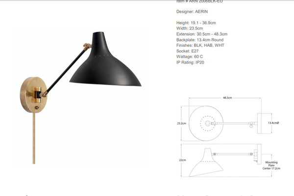 Aerin Charlton wall lamp by Visual Comfort