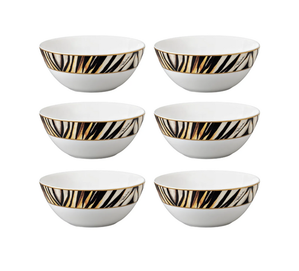 Set of six Roberto Cavalli Home soup bowls from the Ray of Gold collection