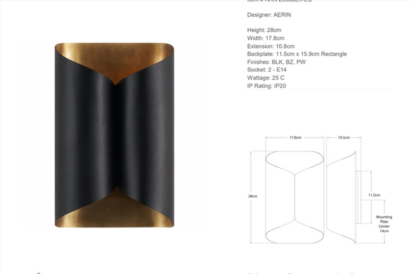 Aerin Selfoss wall lamp by Visual Comfort