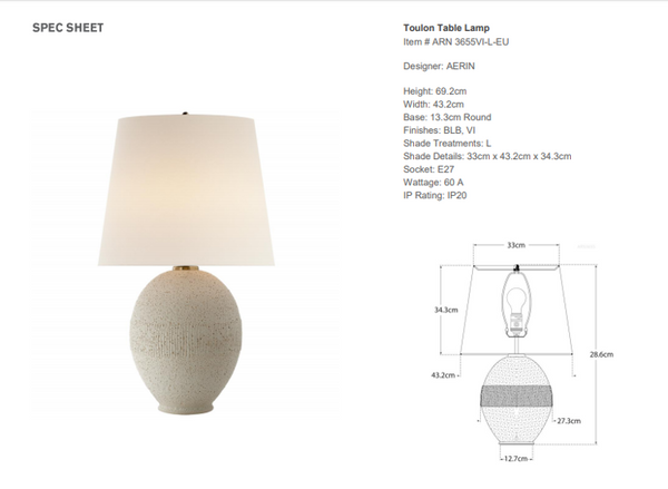 Lampa stołowa Aerin Toulon marki Visual Comfort