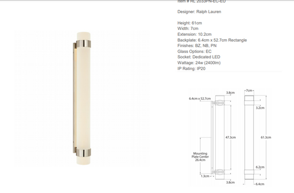 Ralph Lauren Home Barton Large wall lamp