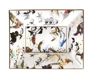 Roberto Cavalli Home rectangular tray, from the Garden's Birds collection (Large)